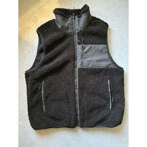 Abercrombie Sherpa Fleece Vest XL Black Tech Gorpcore Outdoor Zip Pockets Warm